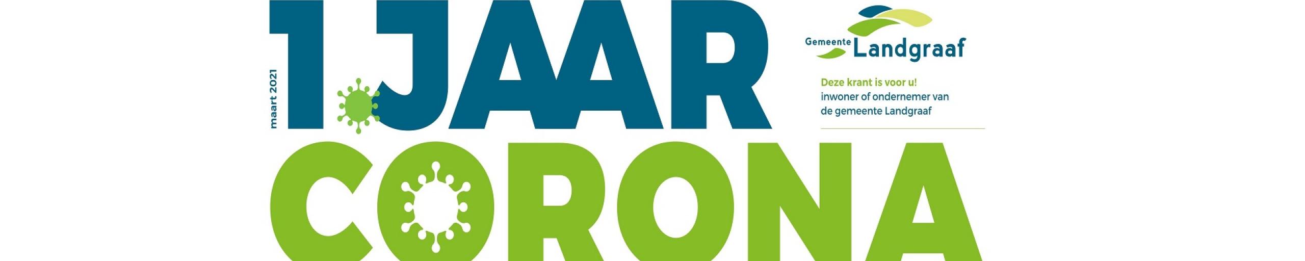 Schermafdruk van krant: 1 jaar corona