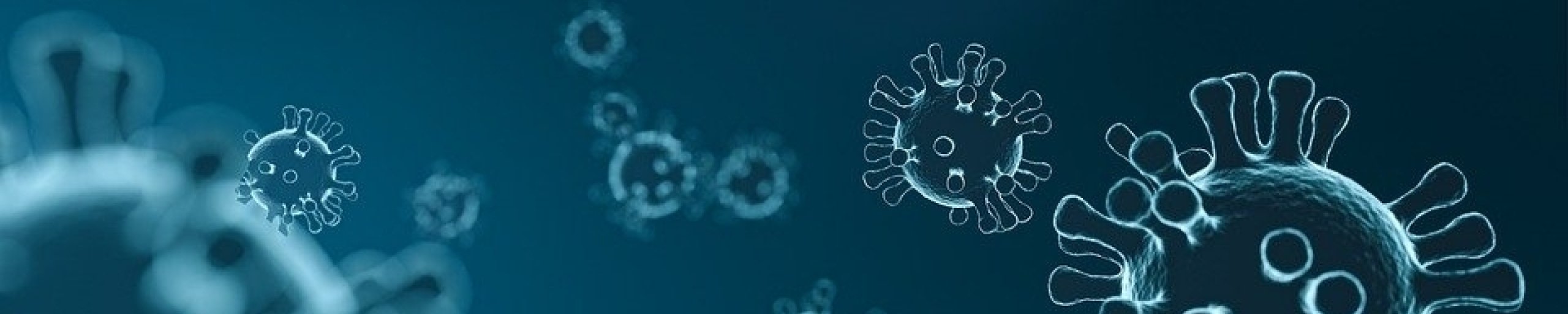 corona-virus in blauwe achtergrond