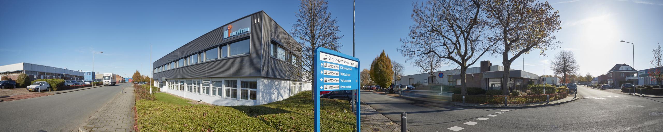 Bedrijventerrein Strijthagen met straat en bord
